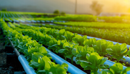 Obraz premium Vegetable growing in hydroponic system