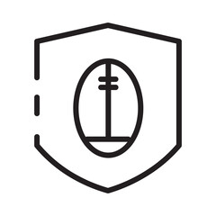 Fototapeta premium Rugby Security Shield Line Icon