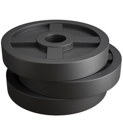 3d render of barbell plate with fitness equipment.