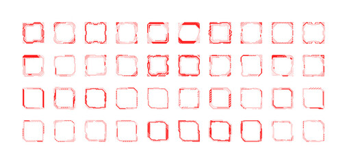 サイバーHUDイメージの正方形フレーム赤セット