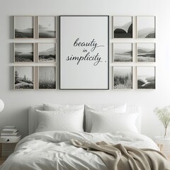 Bedroom interior with Bedroom interior frame picture template mockup realistic attractive used for printing card design.