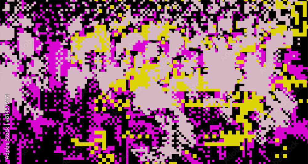 Aufkleber Abstract glitchy background with random pixel noise. Vector illustration in vivid colors.