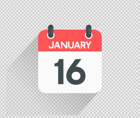 January 16 Calendar icon vector illustration Blank background
