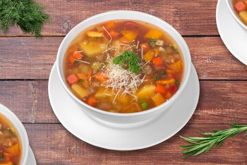 Tasty fresh home soup in bowl