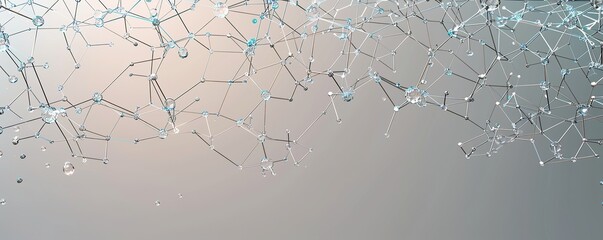 horizontal backdrop featuring a sophisticated network of silver and pale blue connections over a gradient grey canvas