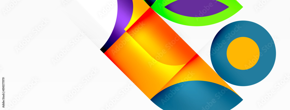 Poster an artistic logo featuring a vibrant blend of tints and shades, with an electric blue circle at the 