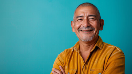 Obraz premium A woman with a shaved head is smiling, cancer patient with chemotherapy