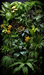 A living wall of diverse green plants