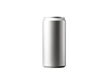 Image shows a single silver can on a black background.
