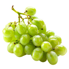 Rich green grapes Isolated on transparent background