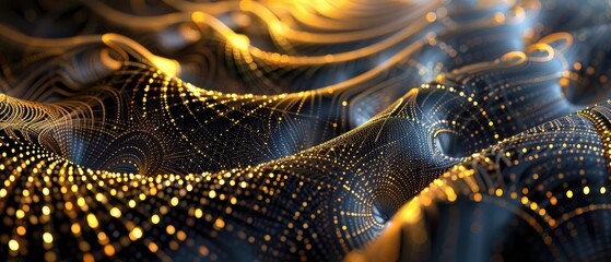 golden tech abstraction, sleek digital swirls and intricate patterns