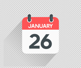 January 26 Calendar icon vector illustration Blank background