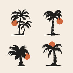 Palm sihouette art, coconut trees vector