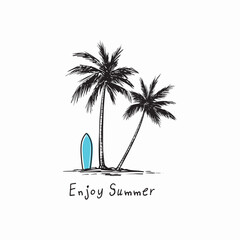 Enjoy summer, coconut palm trees