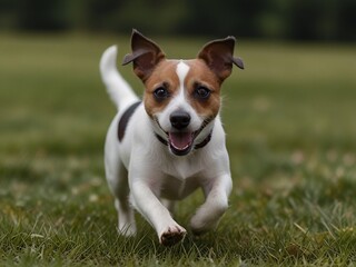 Obraz premium jack russell running in the field.