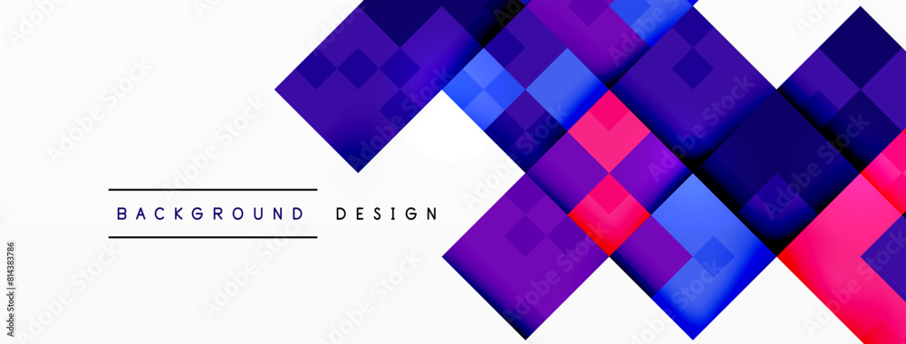 Aufkleber The colorfulness of the blue and red background with rectangles and triangles creates a symmetrical pattern with shades of purple, violet, and magenta, forming parallel shapes