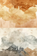 Set of earth tone watercolor background Stain artistic handpainted vector, template design for banner, poster, card, cover, brochure