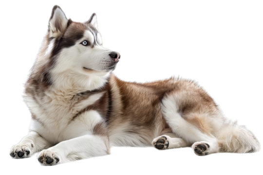 Siberian Husky Dog Sitting Isolated