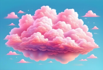 A big fluffy pink cloud against a pastel blue sky background