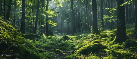 Obraz premium A Journey into the Untamed Heart of Nature, Where Majestic Trees Stand Tall and the Spirit of the Wild Reigns