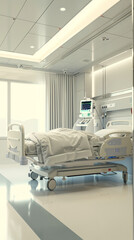 Hospital ICU bed with full medical setup