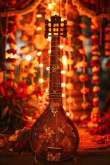 Festive Indian Scene with Traditional Music Instrument