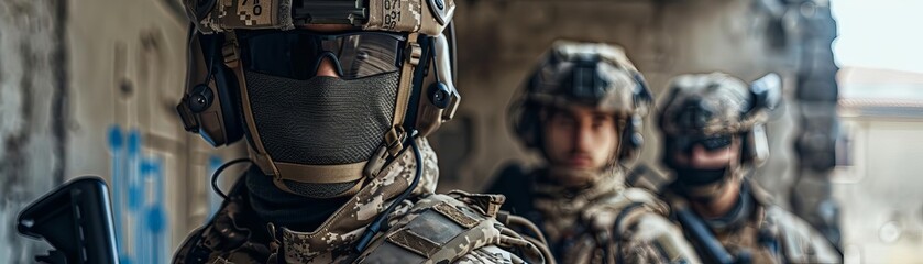 Special forces using quantum computing for operation planning, top view, strategizing with precision, digital binary as object, Splitcomplementary color scheme