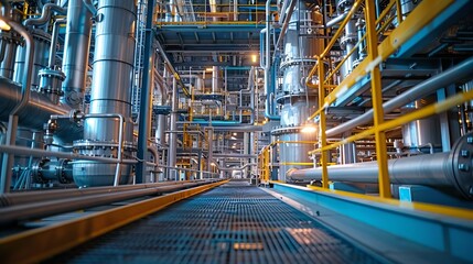 Naklejka premium Strategic room in a chemical industry facility, focusing on safety protocols and production enhancements