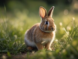 Fototapeta premium rabbit in a meadow, cute rabbit