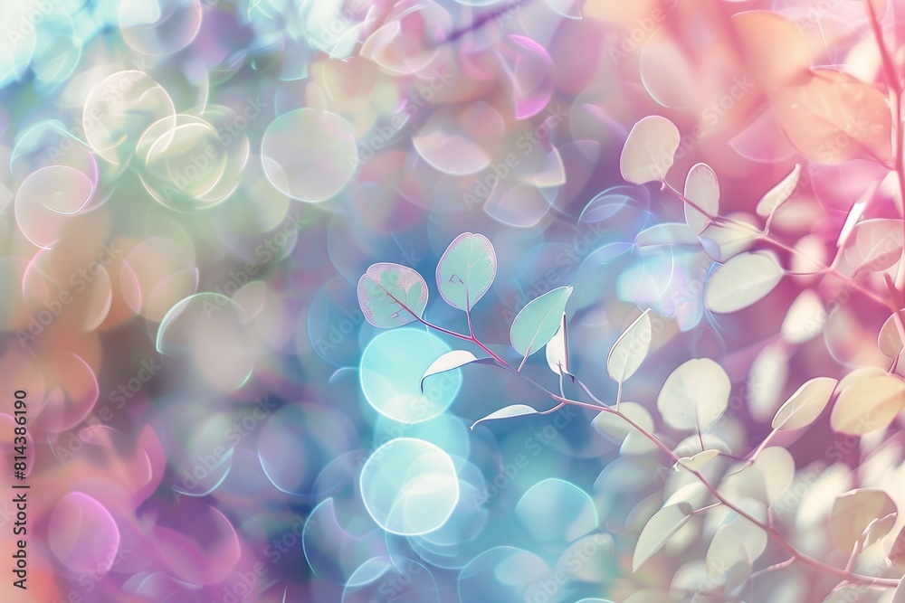 Wall mural blurry tree leaves dreamy light color magical flowers falling hearts spectrum refraction princess be