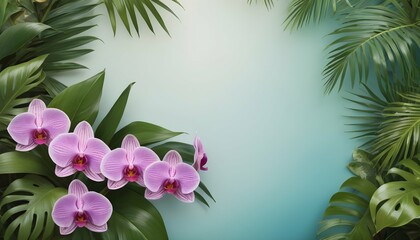 Create a tropical background with exotic orchids a