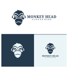Monkey head logo design vector. Angry Monkey illustration logo concept