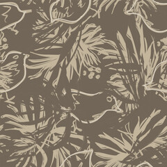 Neutral Colour Abstract Floral Seamless Pattern Design