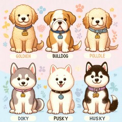 Fototapeta premium Many dogs with collars art photo has illustrative meaning has illustrative meaning illustrator.
