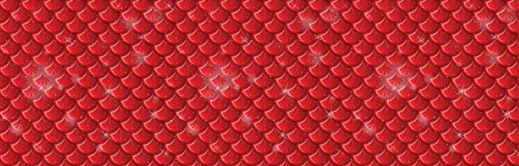 Seamless red scales pattern with shiny highlights