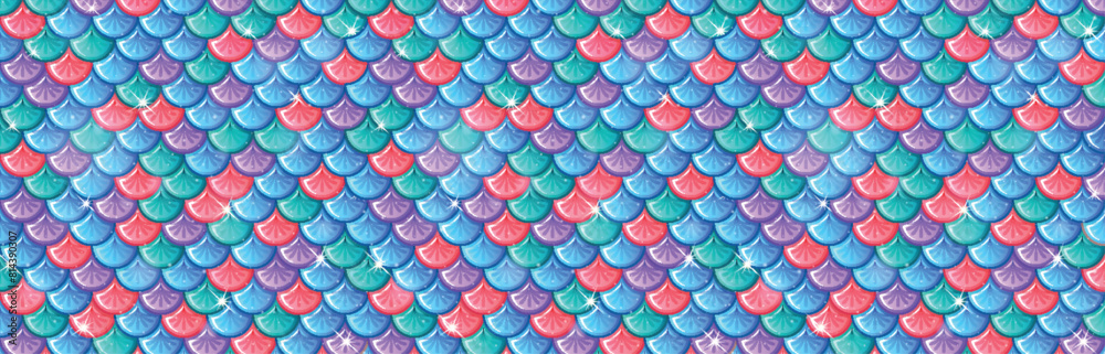 Sticker vibrant scales in a seamless repeating pattern