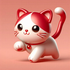 Naklejka premium cartoon cat on pink backround 