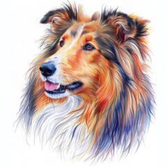 Fototapeta premium Multicolored Pencils Lion Illustration on White Papre. Creative and Vibrant Artwork