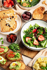 Summer table with various food.