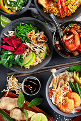 Assorted thai food. Asian style banquet.