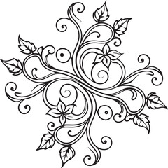 Decorative floral element with swirls. illustration