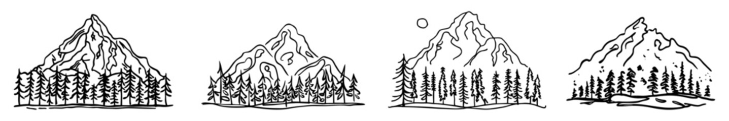 mountain lineart vector illustration