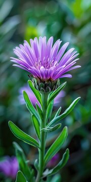 Stokes Aster: Closeup of Nature's Botanical Beauty in Spring Garden