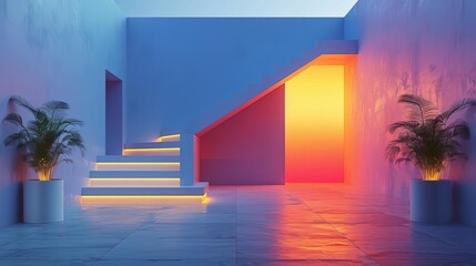 The image shows a modern and minimalist architectural space