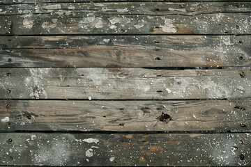 Weathered dock grunge texture with old wood planks and sea salt residue.