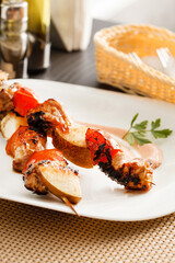 kebab with  pork and pears
