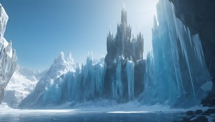 An icy stronghold rising from the frozen depths I upscaled_3