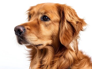 Cheerful Golden Retriever Dog Posing in Studio with White Background
