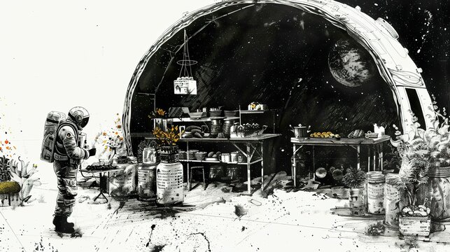 A bakery in space, serving cosmic pastries that alter time perception