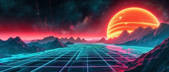 Our Retro 80s Wallpapers Transport You to a Realm of Pixelated Grids, Neon Gradients, and Retro-Tech Vibes